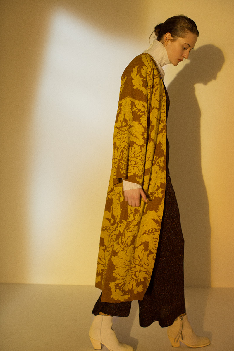 Flower and Stripe Jacquard Gown 詳細画像 Yellow 2