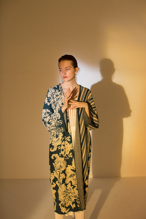 Flower and Stripe Jacquard Gown
