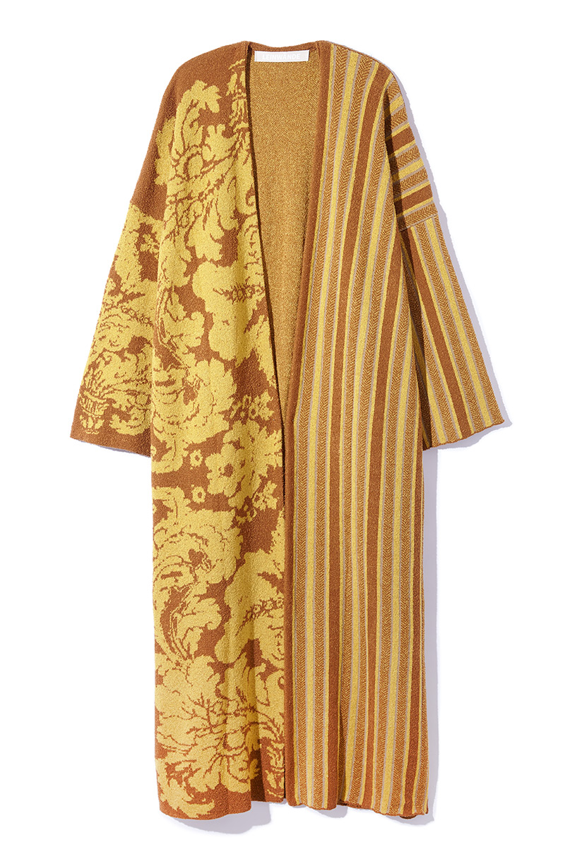 Flower and Stripe Jacquard Gown 詳細画像 Yellow 1