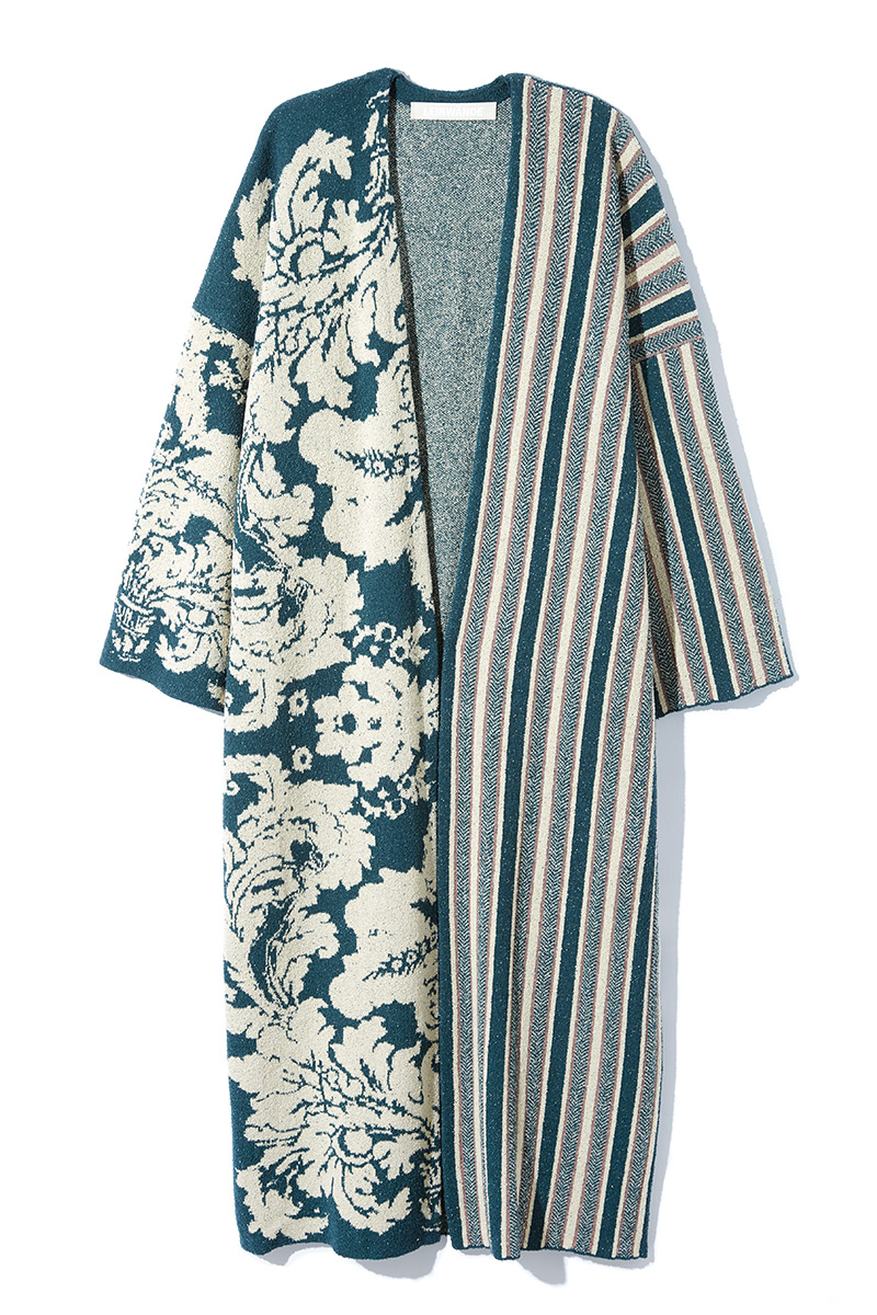 Flower and Stripe Jacquard Gown 詳細画像 Green 1