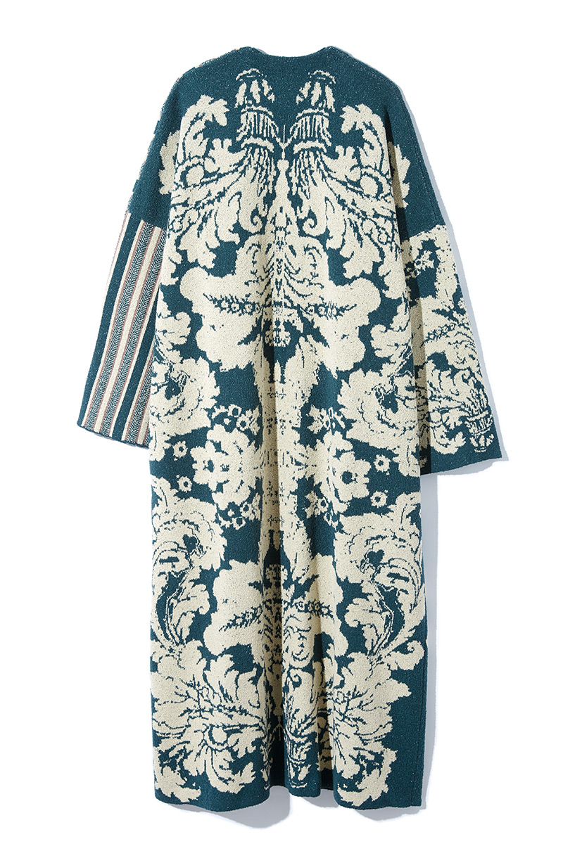 Flower and Stripe Jacquard Gown 詳細画像 Green 2