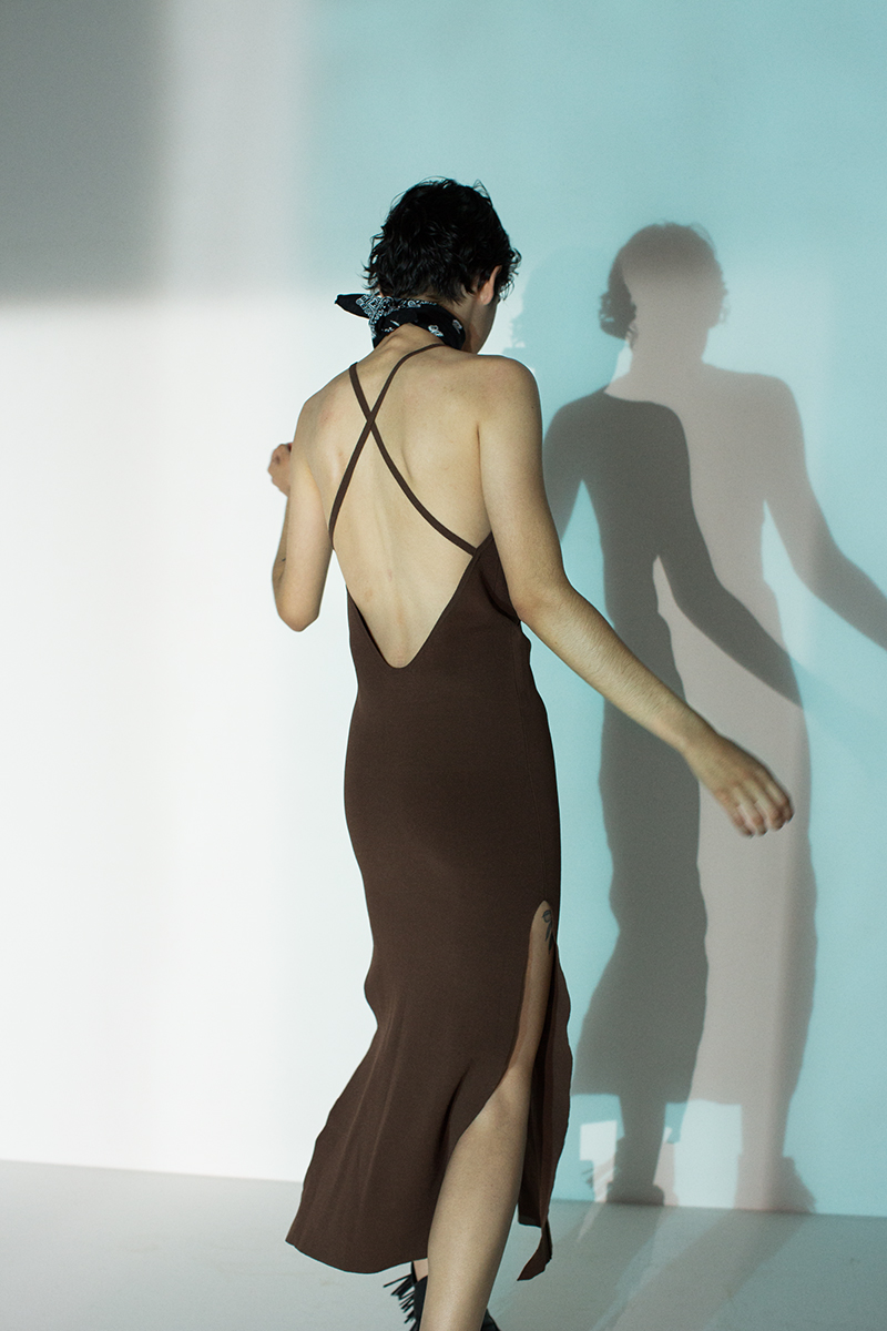 Stretch Knitted Camisole Dress 詳細画像 Brown 2