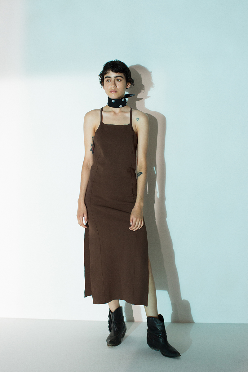 Stretch Knitted Camisole Dress 詳細画像 Brown 3