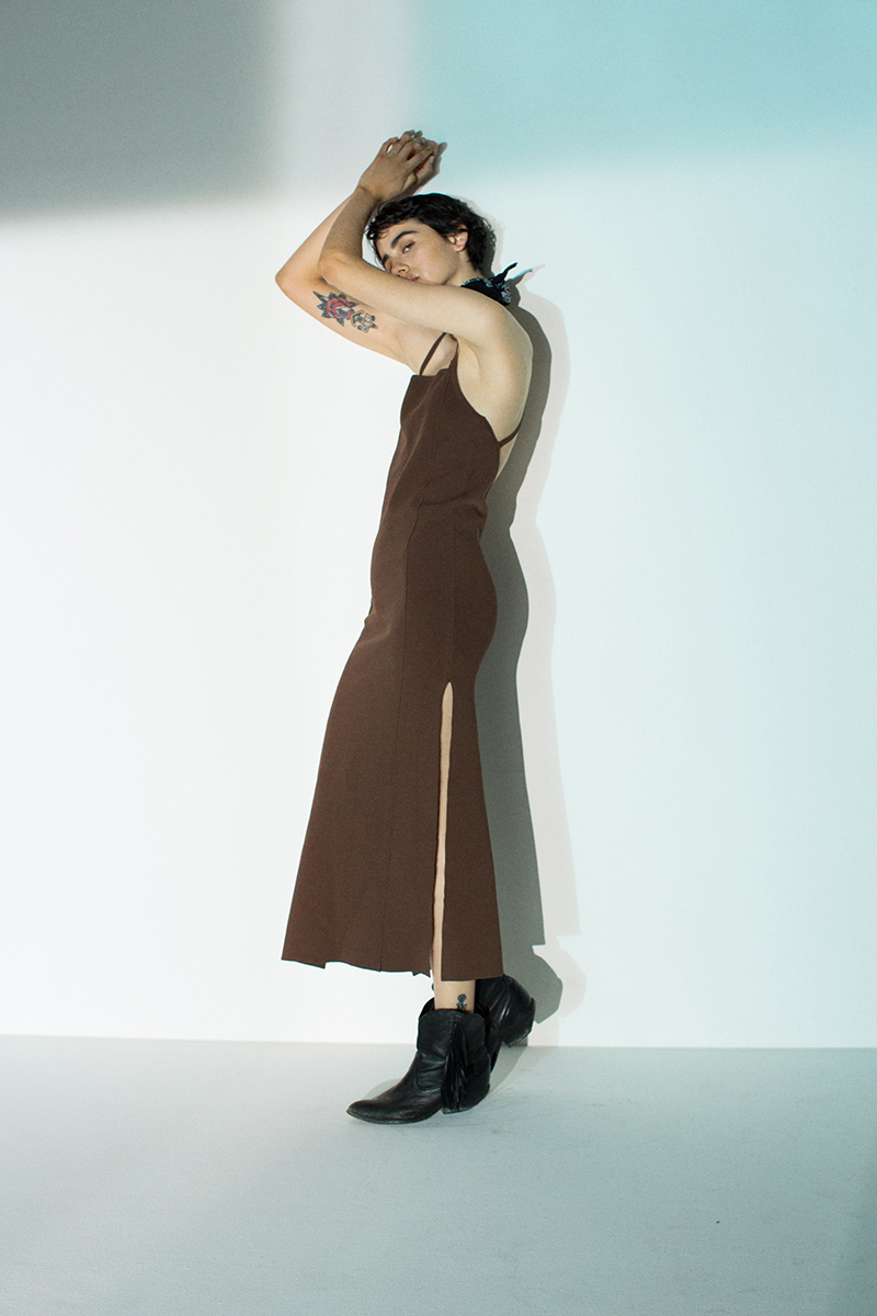Stretch Knitted Camisole Dress 詳細画像 Brown 4