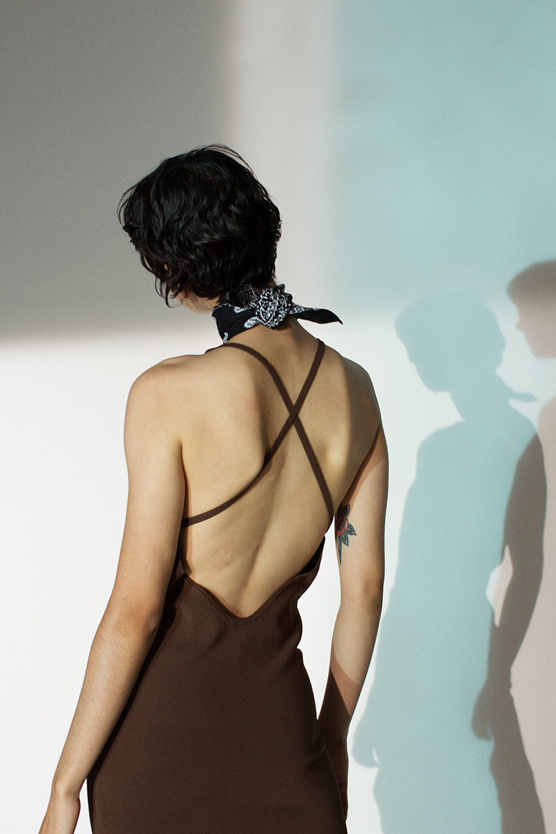 Stretch Knitted Camisole Dress 詳細画像 Brown 5
