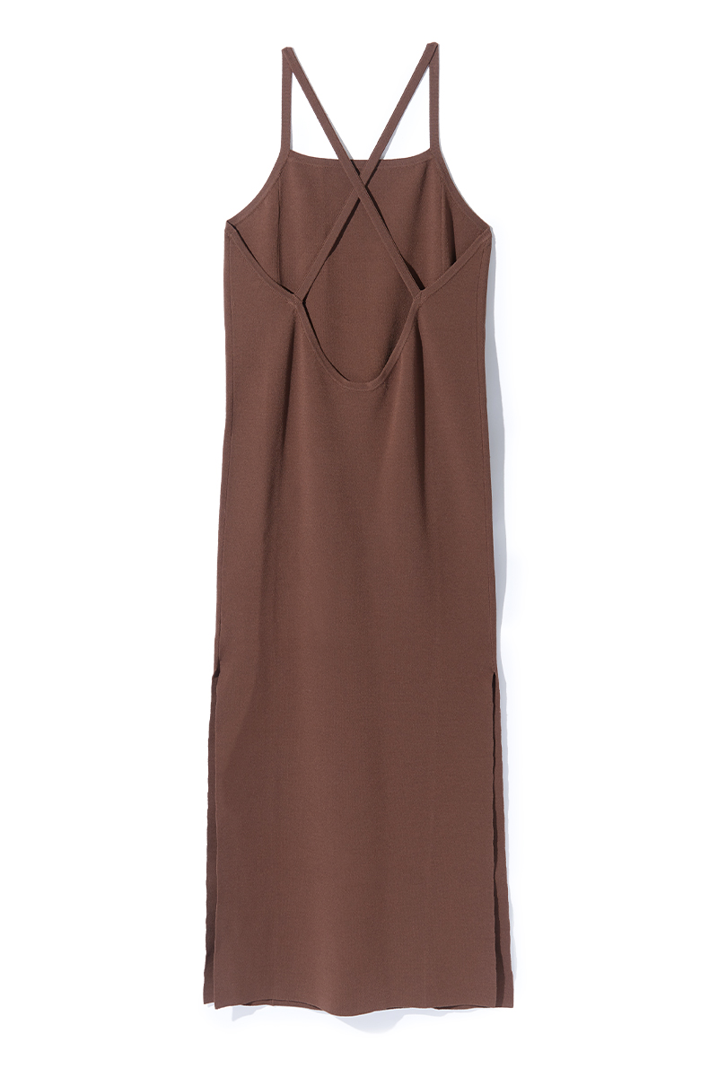 Stretch Knitted Camisole Dress 詳細画像 Brown 2