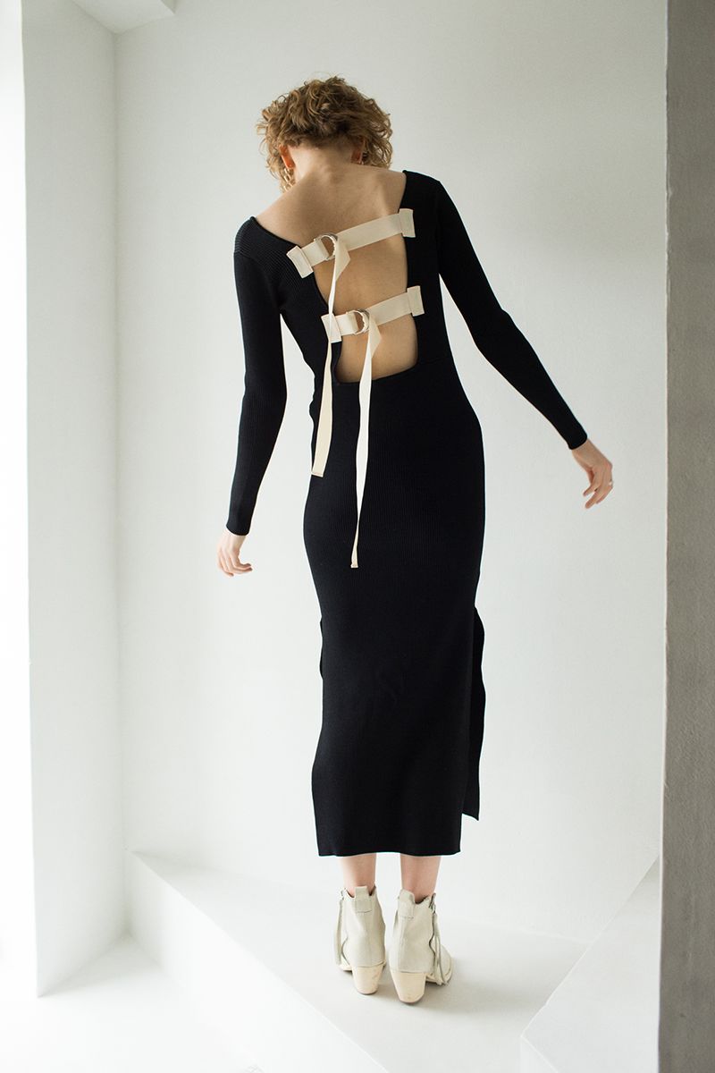 Back Belted Knit Dress