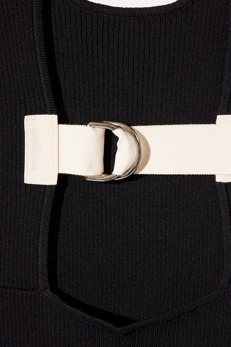 Back Belted Knit Dress 詳細画像 Black 3