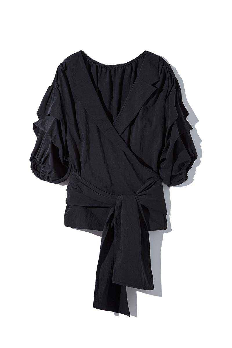 Tucked Sleeve Blouse 詳細画像 Black 1
