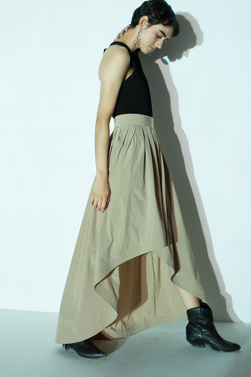 Asymmetric Nylon Skirt 詳細画像 Beige 1