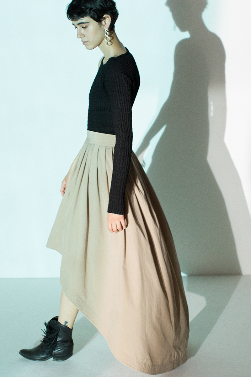 Asymmetric Nylon Skirt 詳細画像 Beige 3