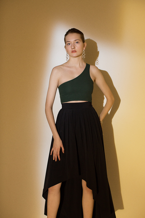 Asymmetric Nylon Skirt