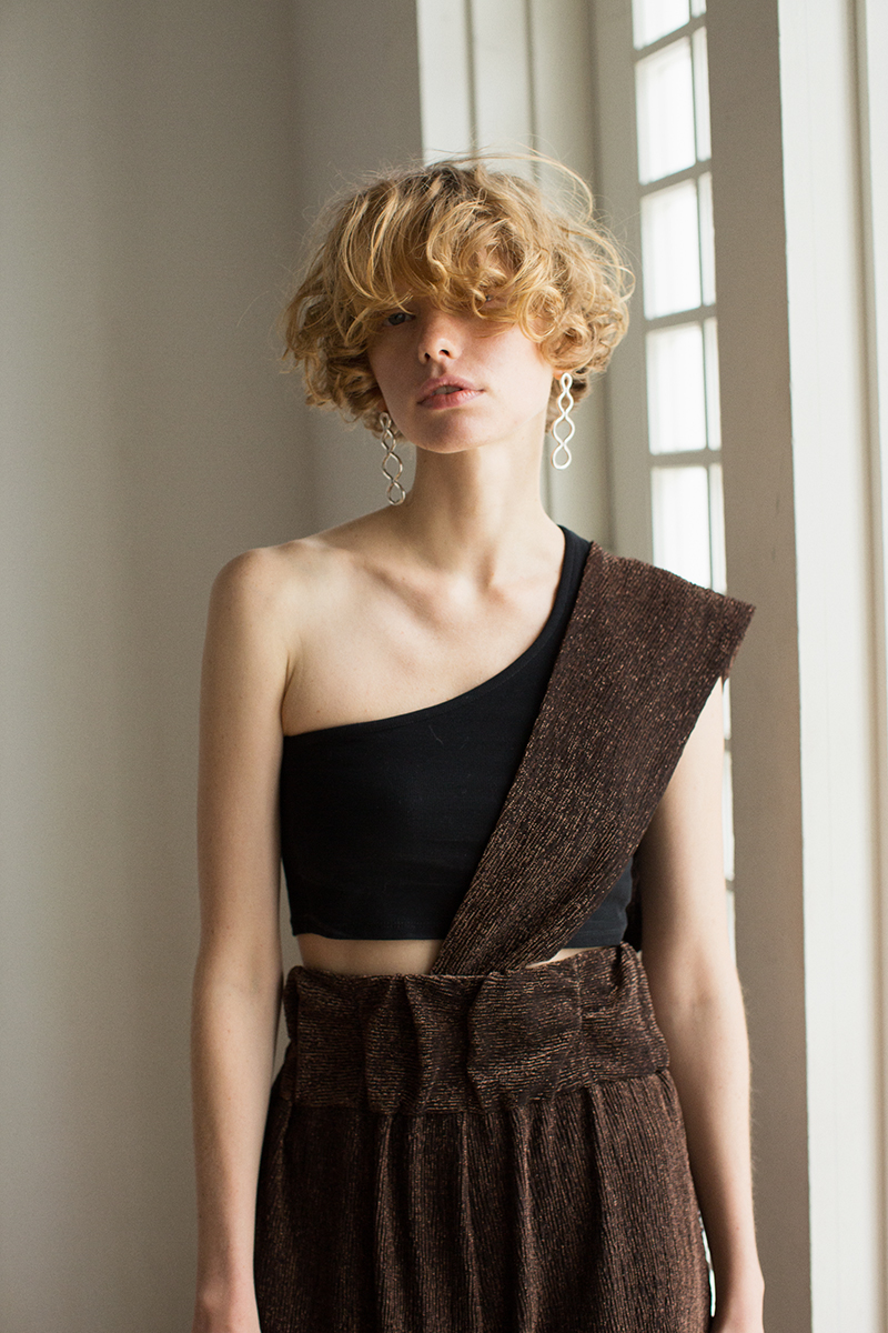 Glitter Belted Trousers 詳細画像 Brown 2