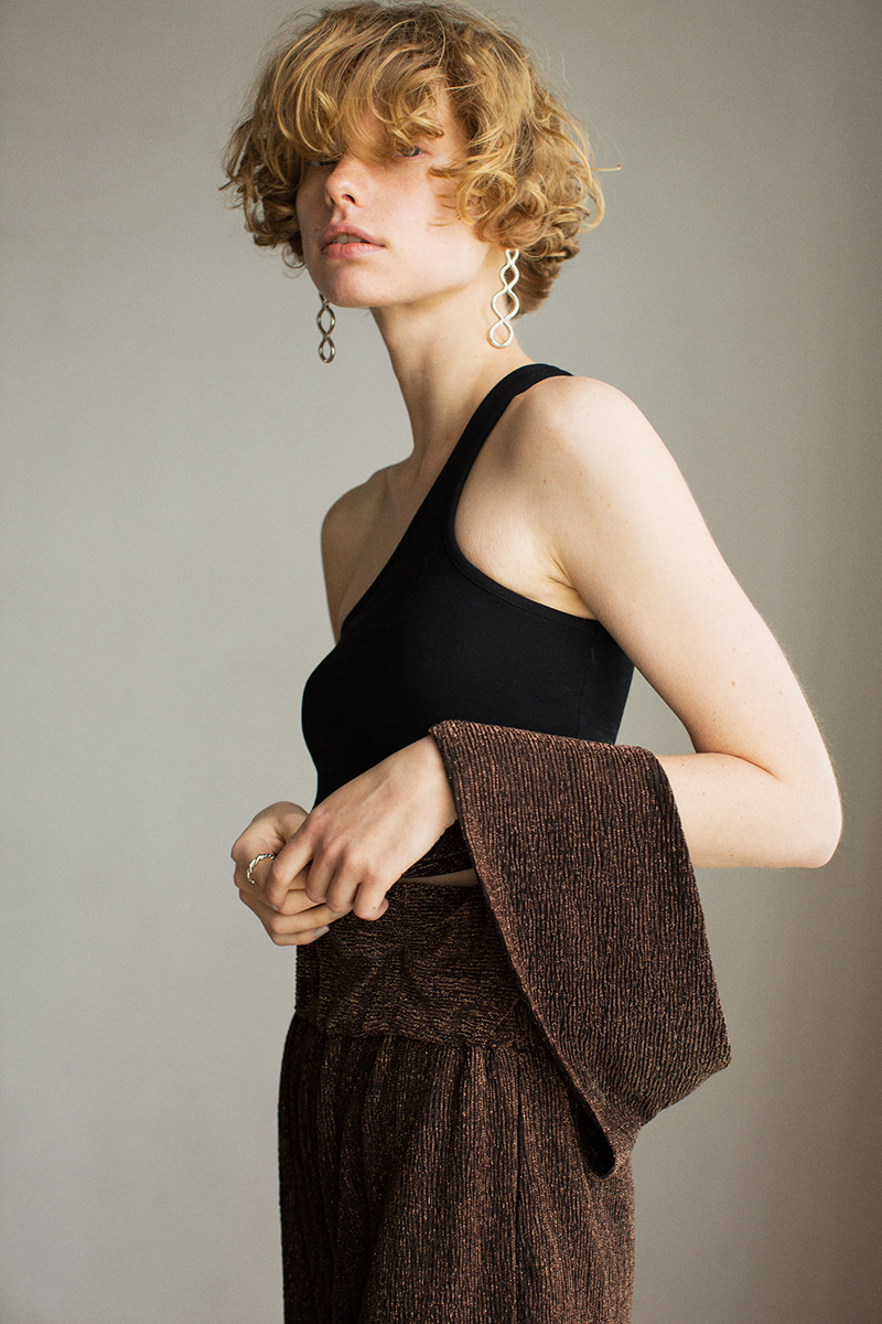 Glitter Belted Trousers 詳細画像 Brown 3