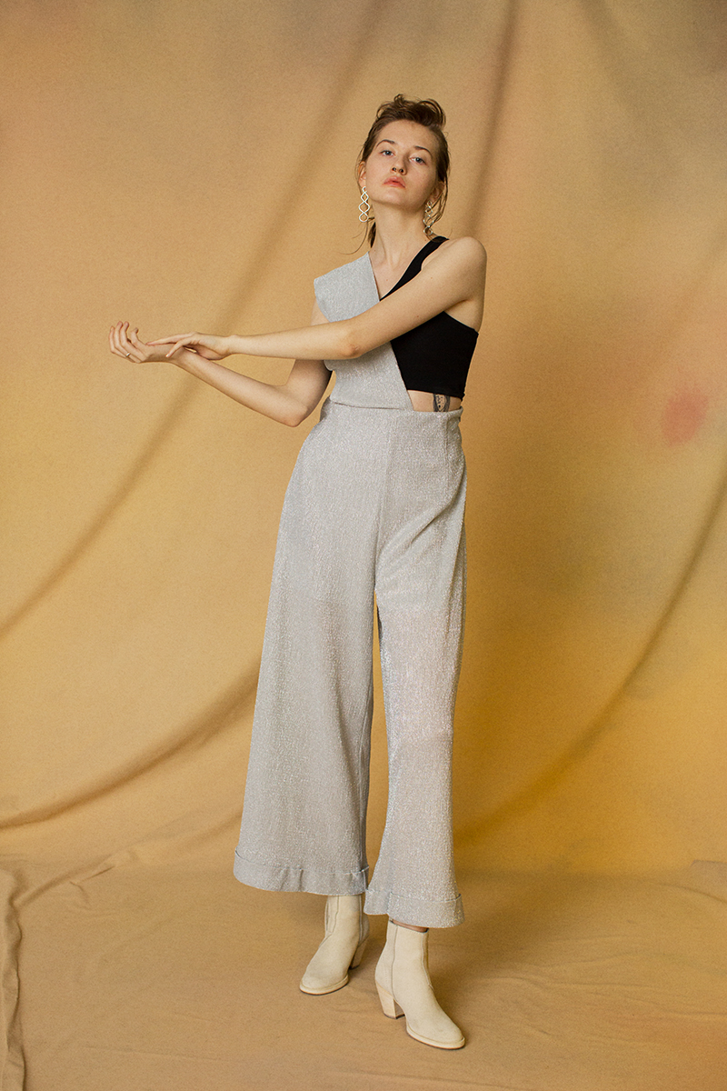Glitter Belted Trousers 詳細画像 Silver 1