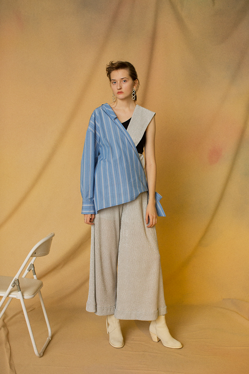 Glitter Belted Trousers 詳細画像 Silver 2