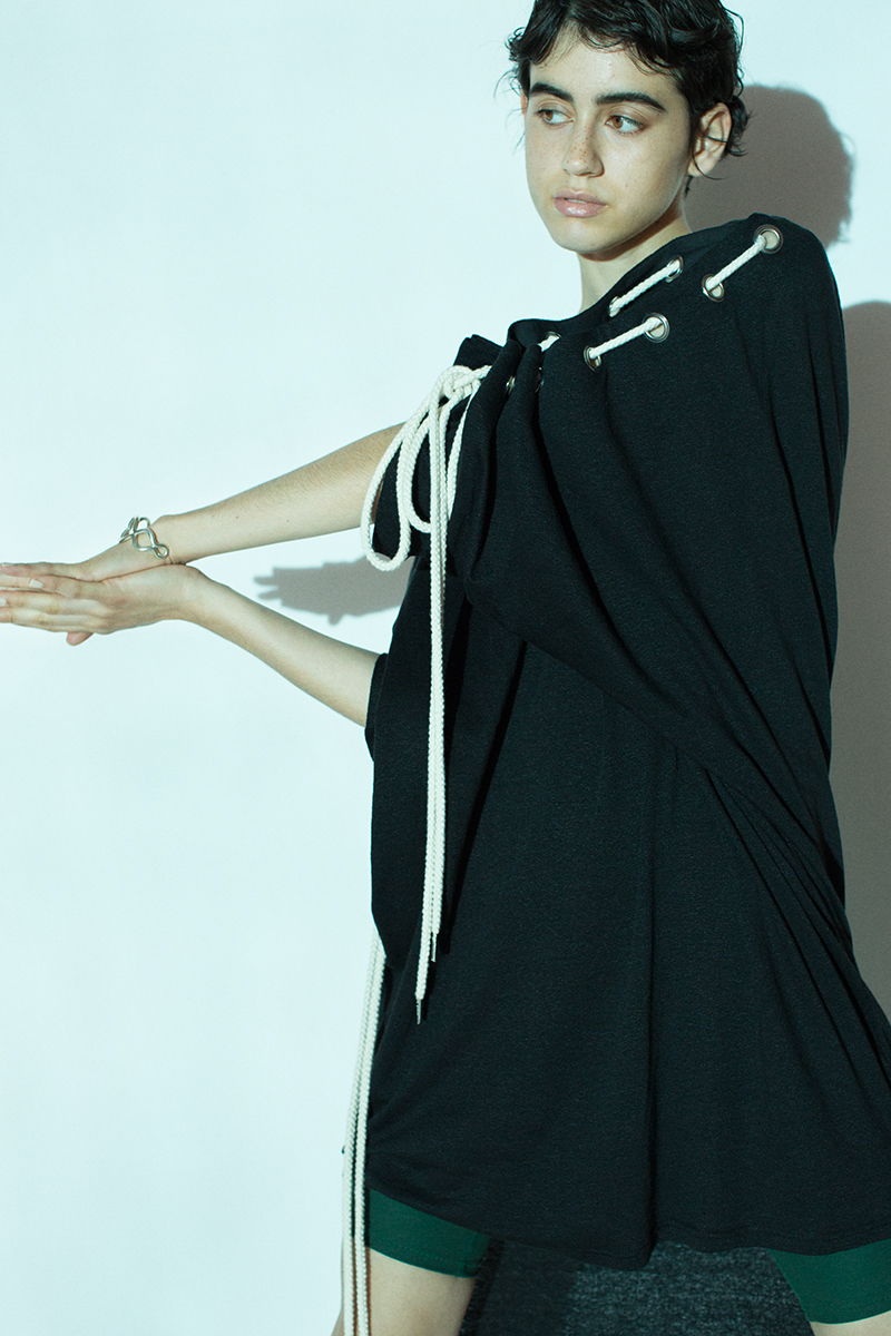 Drawstring Jersey Dress 詳細画像 Black 2