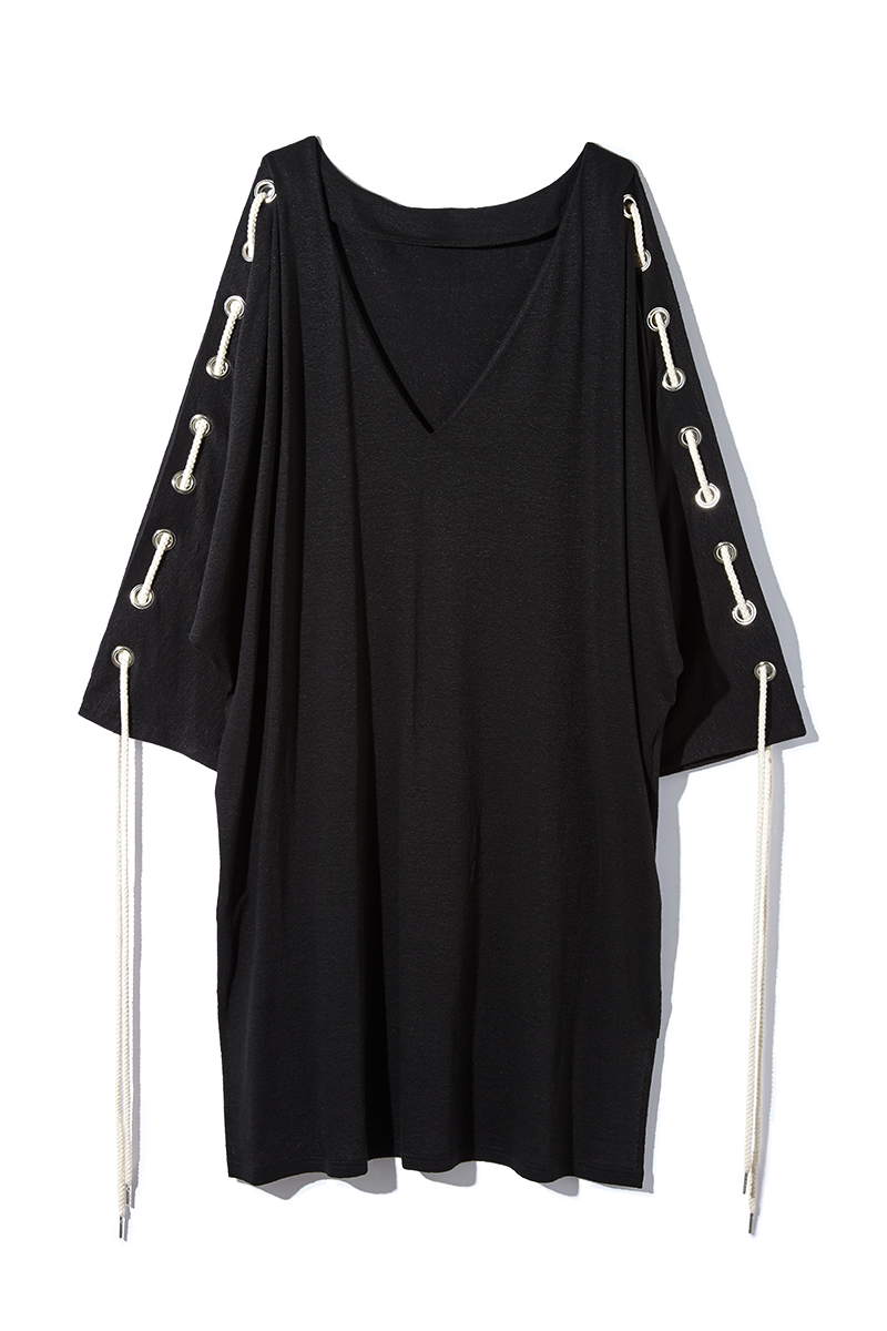 Drawstring Jersey Dress 詳細画像 Black 2