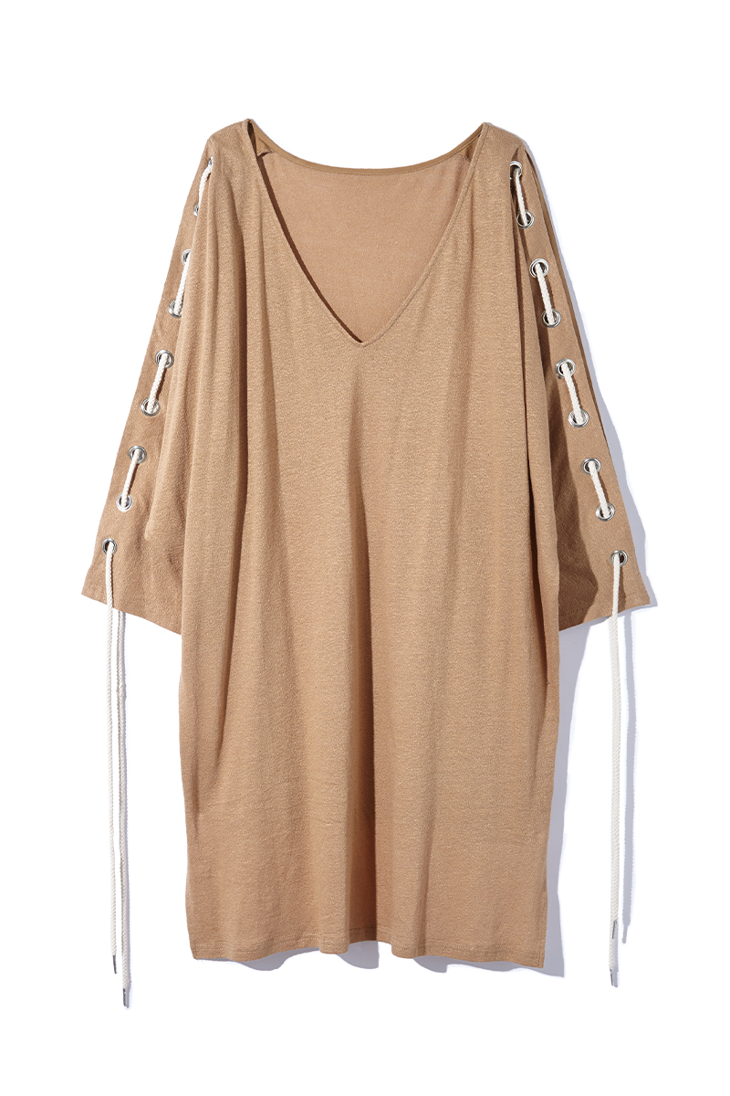 Drawstring Jersey Dress 詳細画像 Brown 2