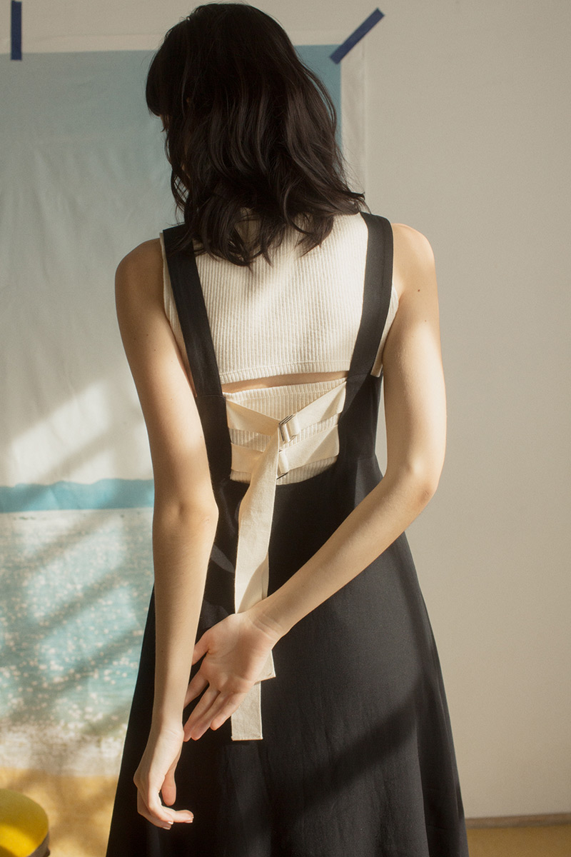 Belted Linen Dress 詳細画像 Black 2