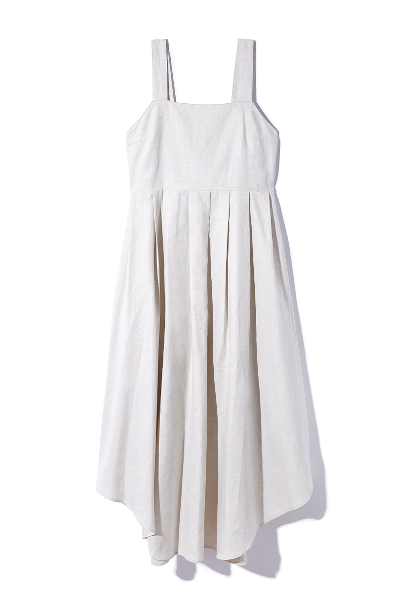 Belted Linen Dress 詳細画像 White 1