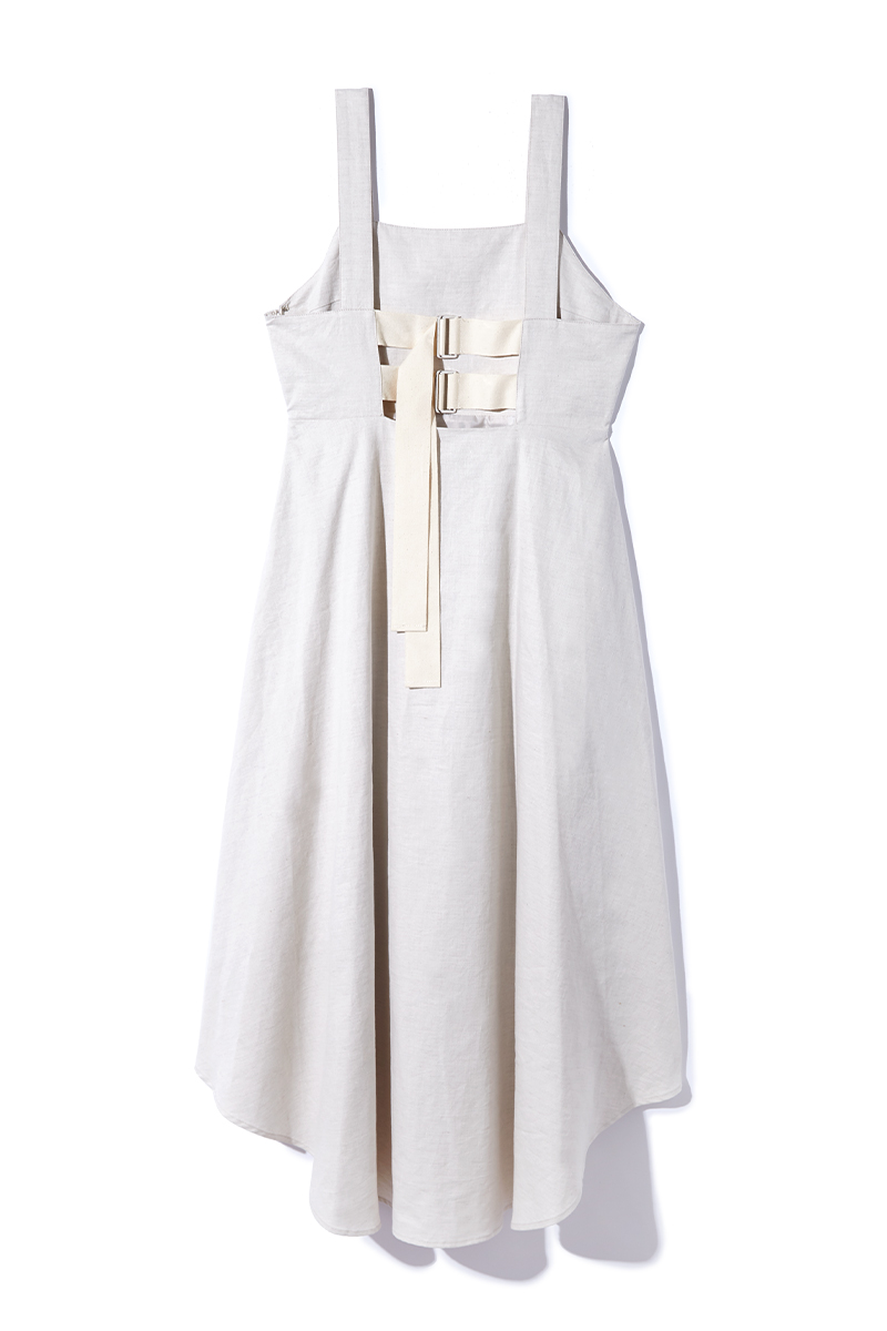 Belted Linen Dress 詳細画像 White 2