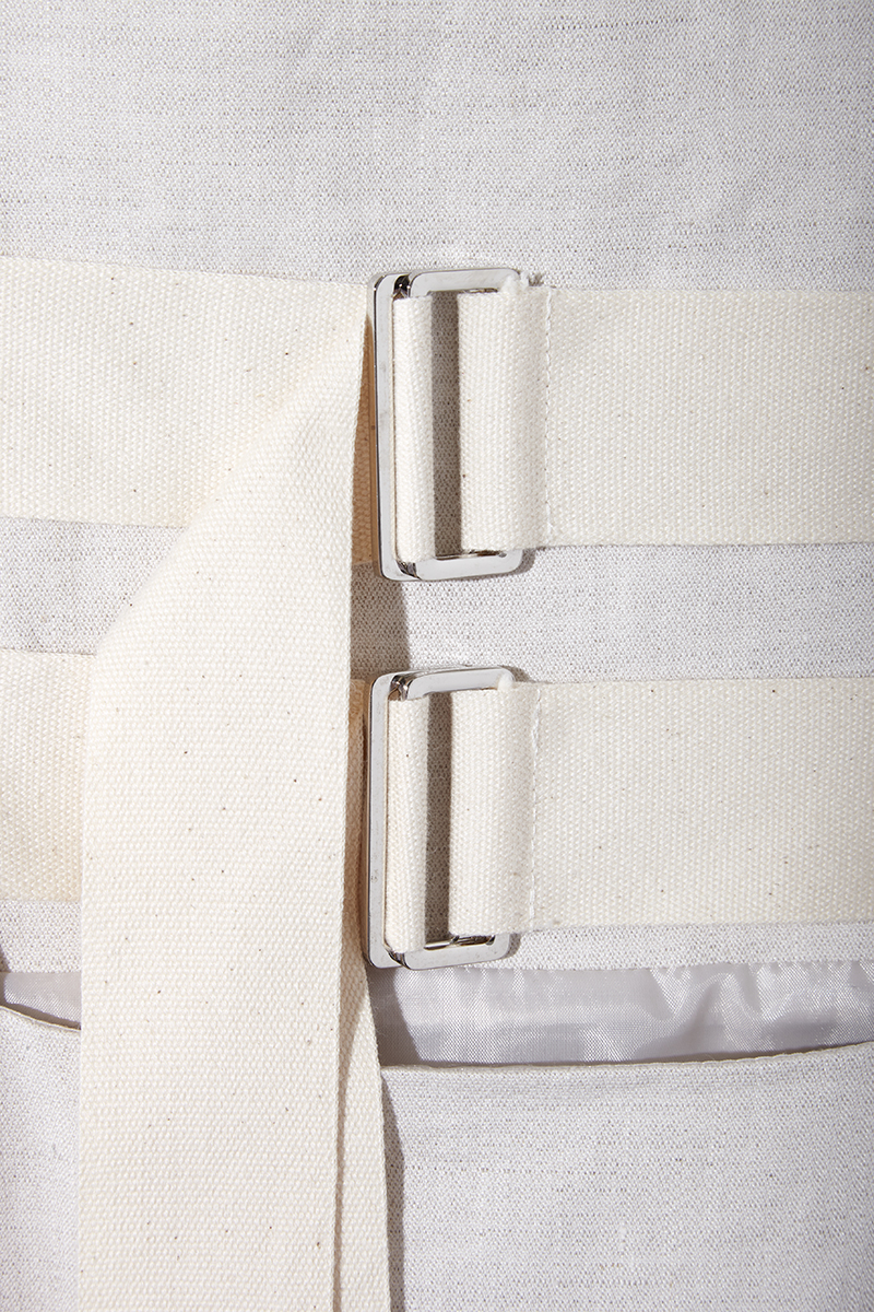 Belted Linen Dress 詳細画像 White 3