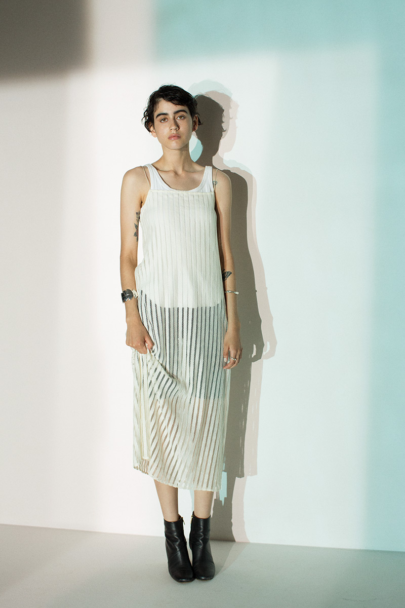 Stripe Sheer Dress 詳細画像 White 2
