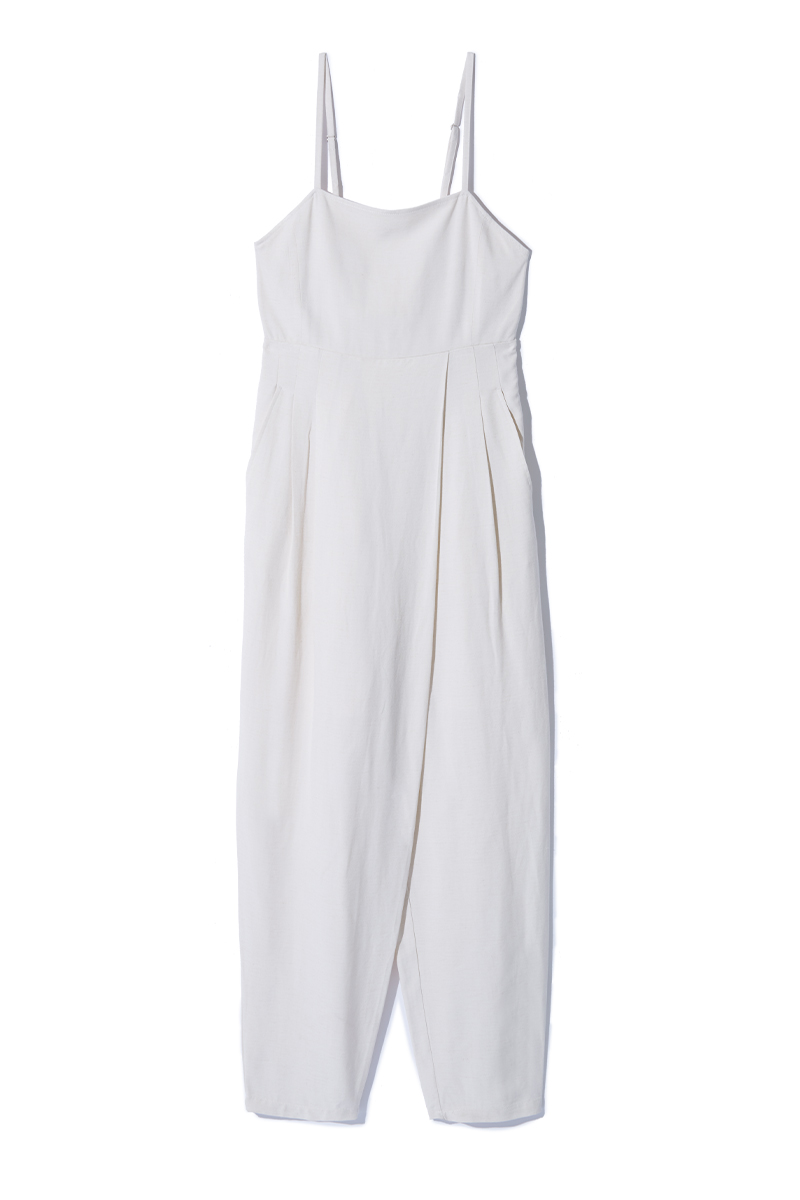 Belted Linen Jump Suits 詳細画像 White 1