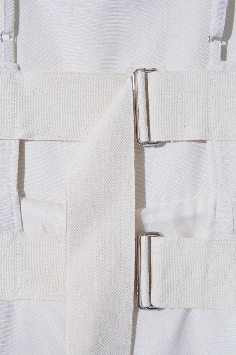 Belted Linen Jump Suits 詳細画像 White 3