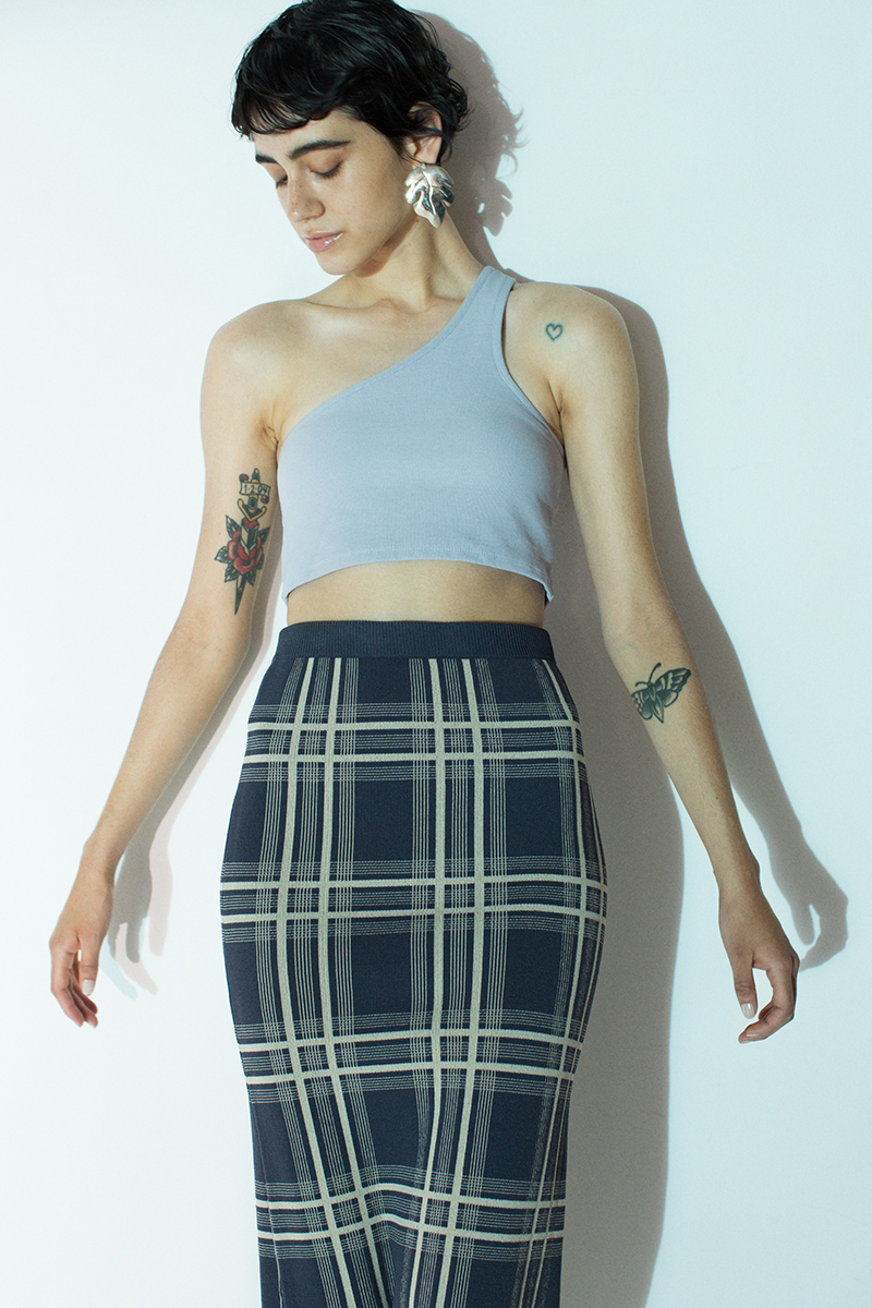 Asymmetric Jersey Top 詳細画像 Light Gray 1