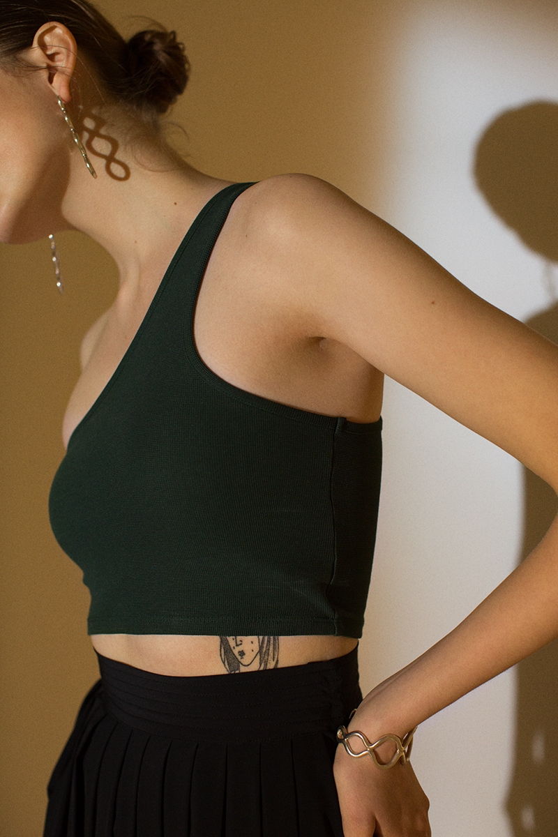 Asymmetric Jersey Top 詳細画像 Green 3