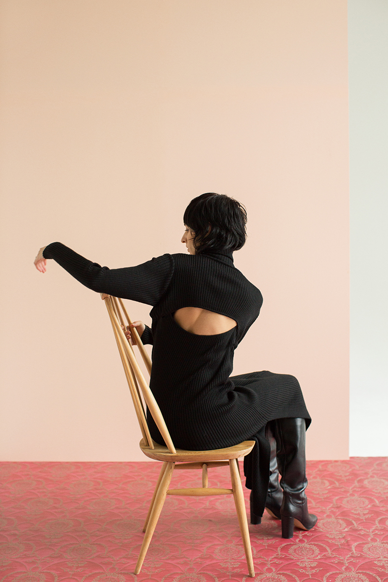 Zip Up Knitted Dress 詳細画像 Black 1