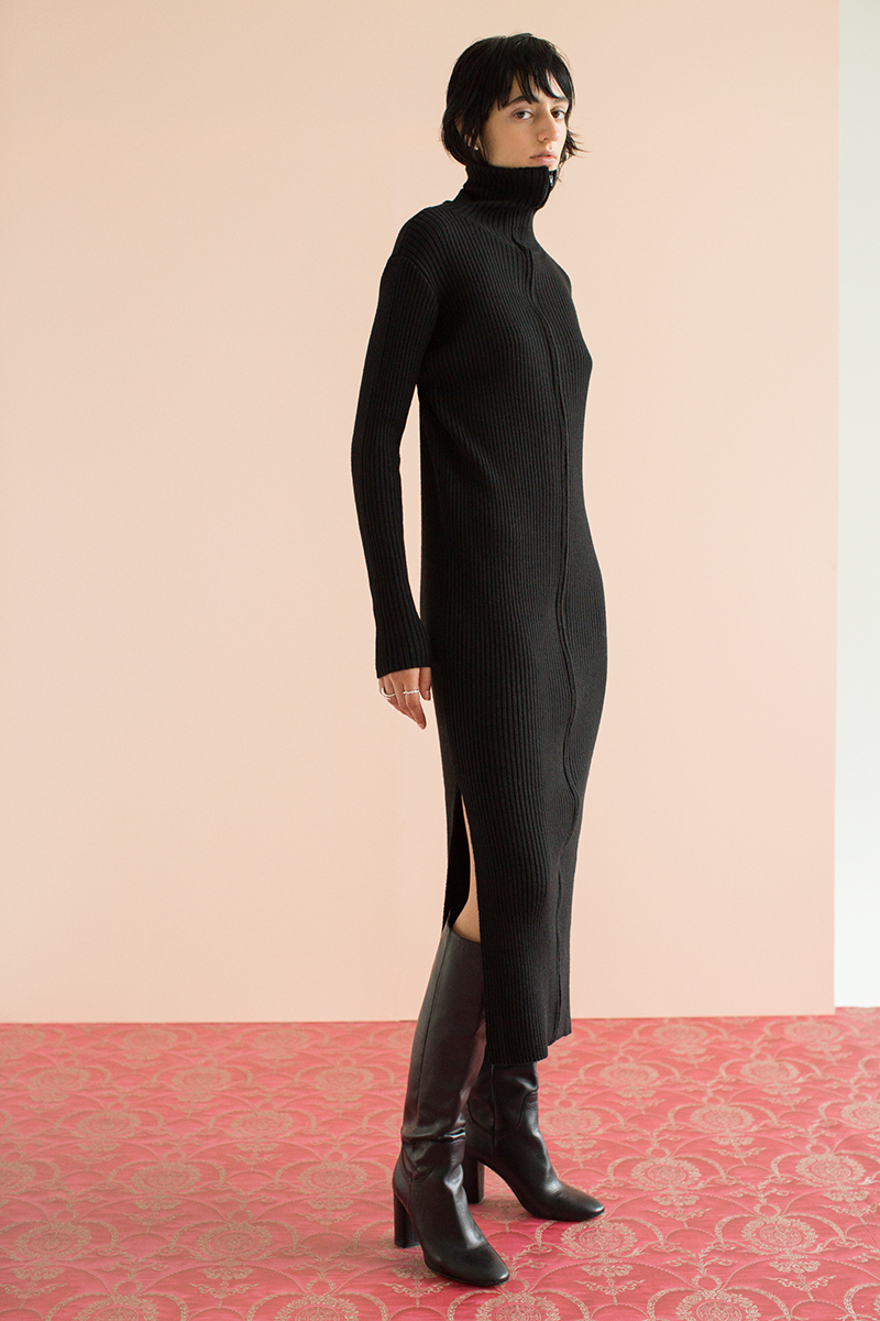 Zip Up Knitted Dress 詳細画像 Black 2