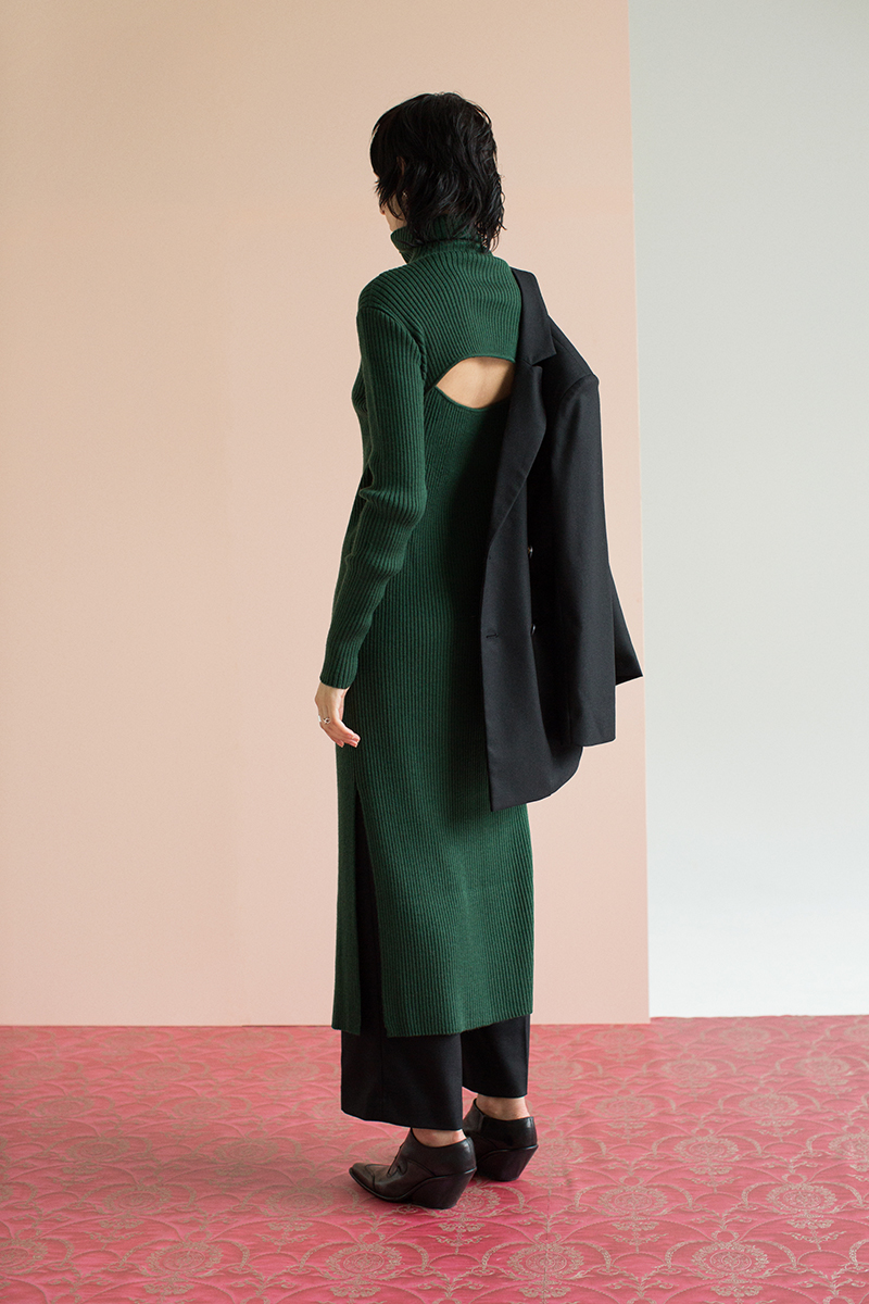 Zip Up Knitted Dress 詳細画像 Green 1