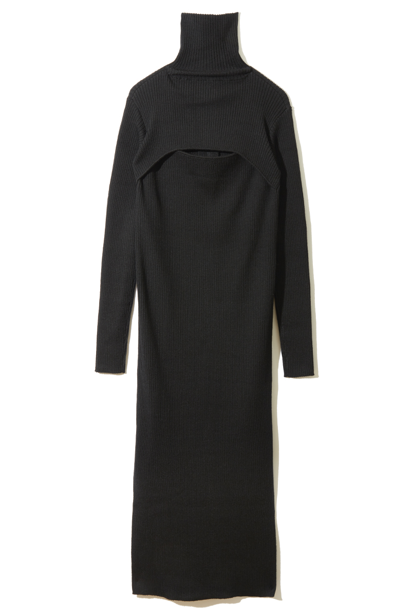 Zip Up Knitted Dress 詳細画像 Black 3