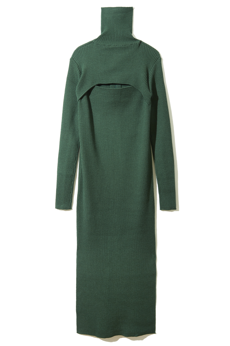 Zip Up Knitted Dress 詳細画像 Green 3