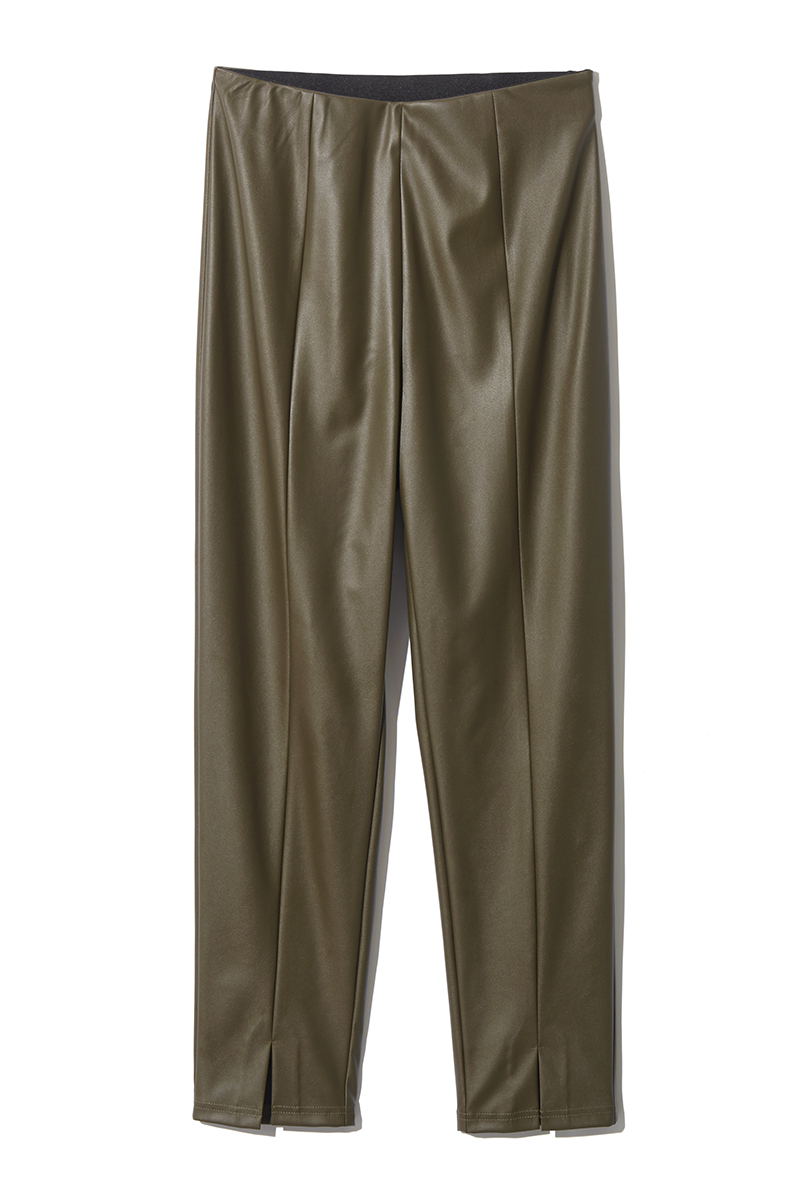 Synthetic Leather Trousers 詳細画像 Khaki 3