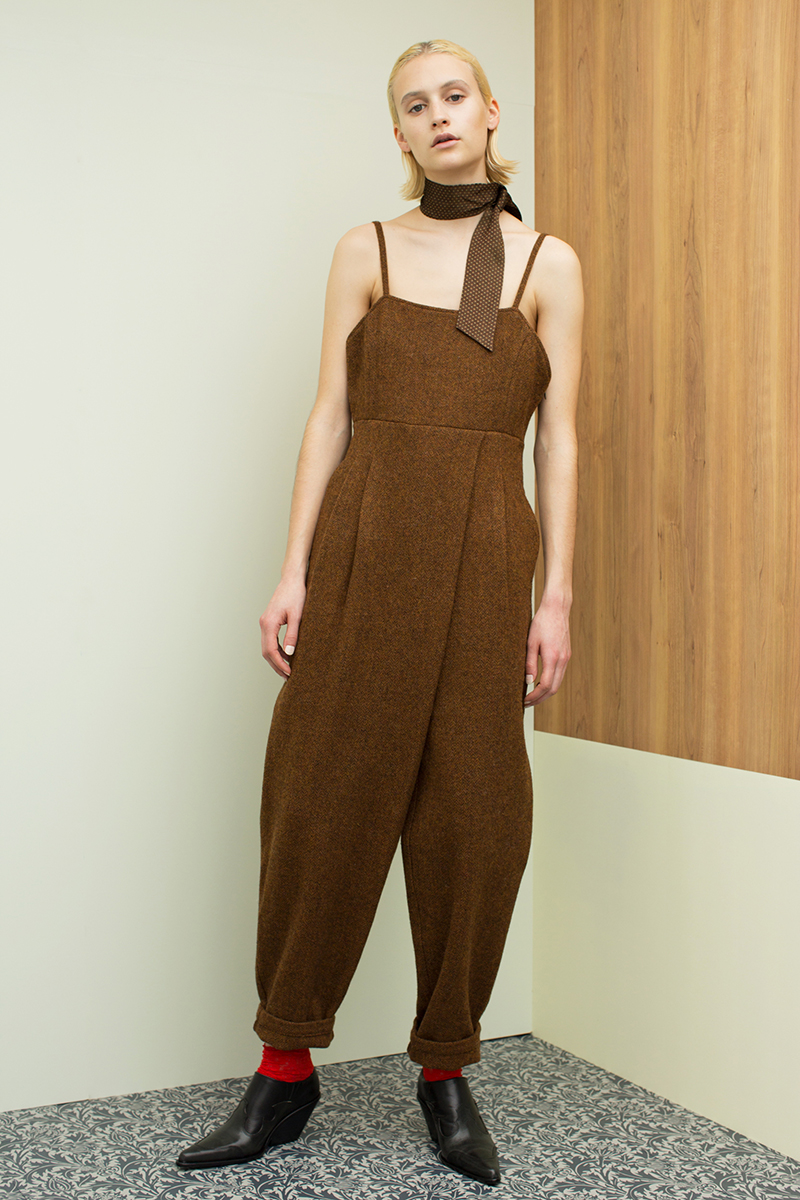 Tweed Belted Jumpsuits 詳細画像 Brown 2