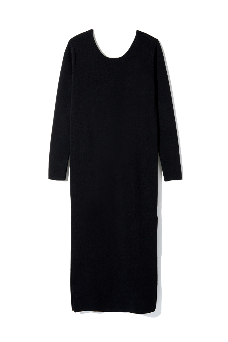Belted Knit Long Dress 詳細画像 Black 4