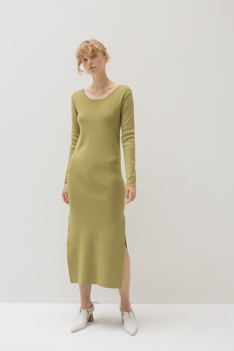 Belted Knit Long Dress 詳細画像 Yellow 2