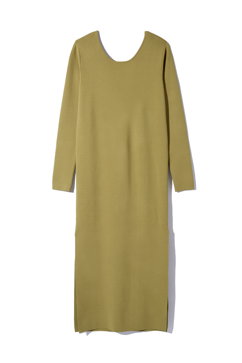 Belted Knit Long Dress 詳細画像 Yellow 4