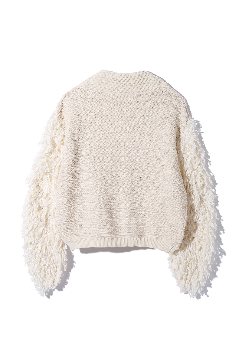 Patchwork Fringe Knit Gown 詳細画像 White 4