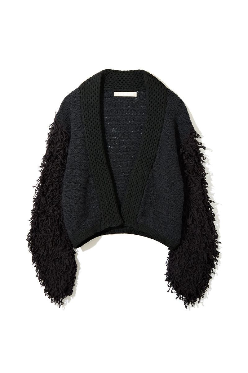Patchwork Fringe Knit Gown 詳細画像 Black 2