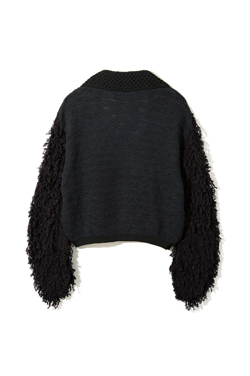 Patchwork Fringe Knit Gown 詳細画像 Black 3