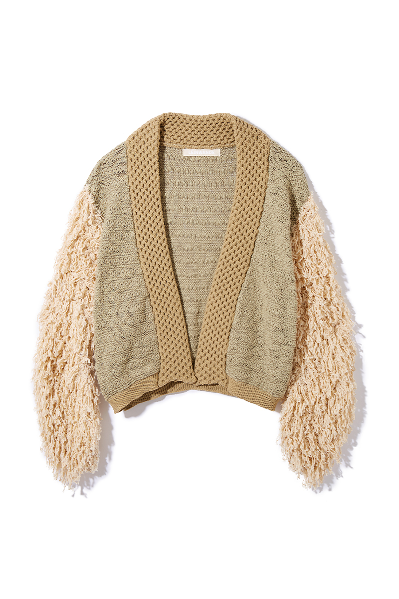 Patchwork Fringe Knit Gown 詳細画像 Khaki 2