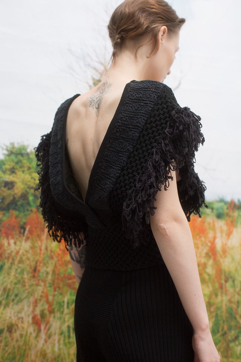 Patchwork Fringe Top 詳細画像 Black 2