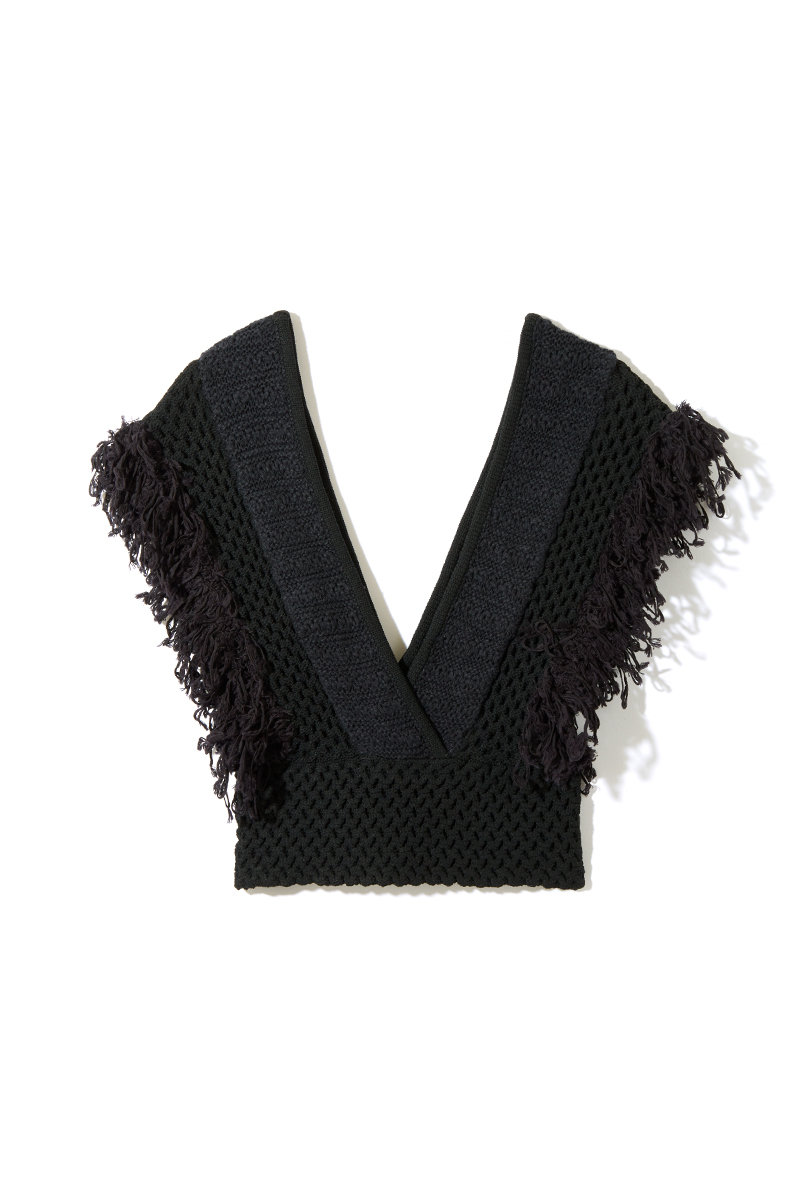 Patchwork Fringe Top 詳細画像 Black 3