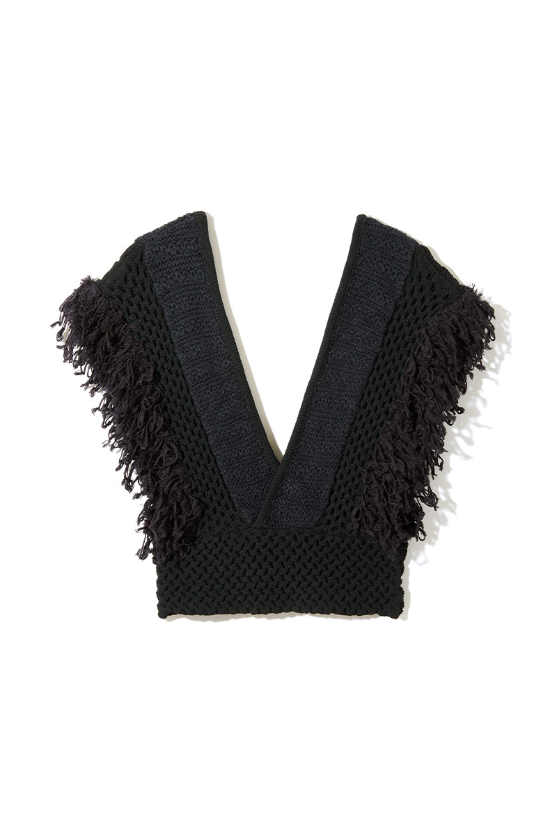 Patchwork Fringe Top 詳細画像 Black 4