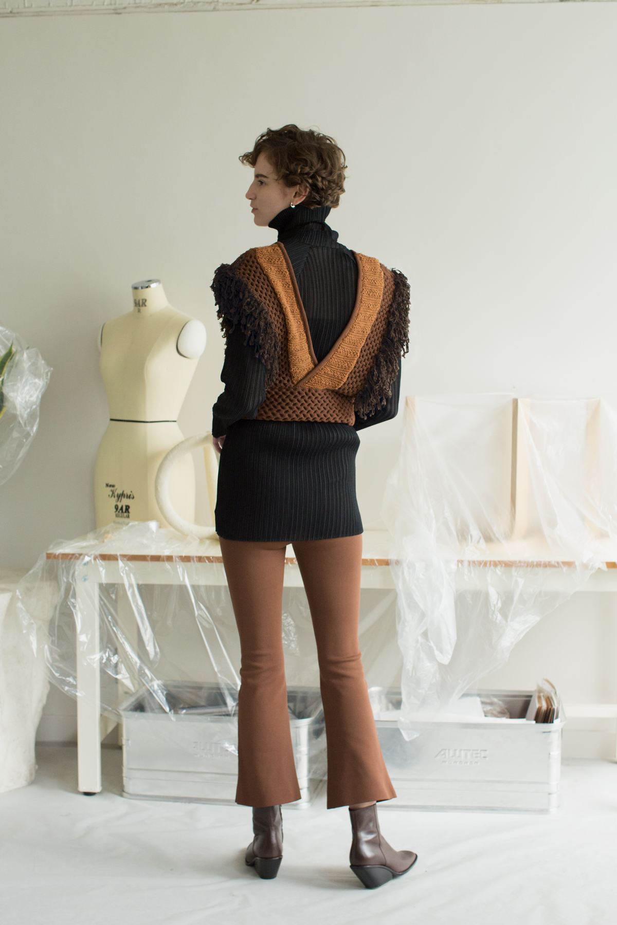 Patchwork Fringe Top 詳細画像 Brown 2